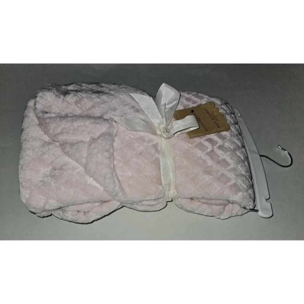 NEW Mon Lapin Solid Light Pink Baby Blanket Waffle Weave Reversible Fleece 30x40